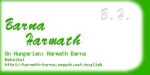 barna harmath business card